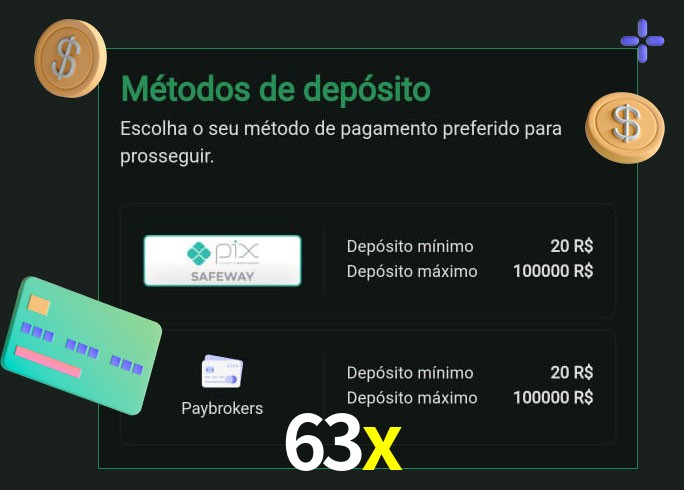 O cassino 63x oferece uma grande variedade de métodos de pagamento